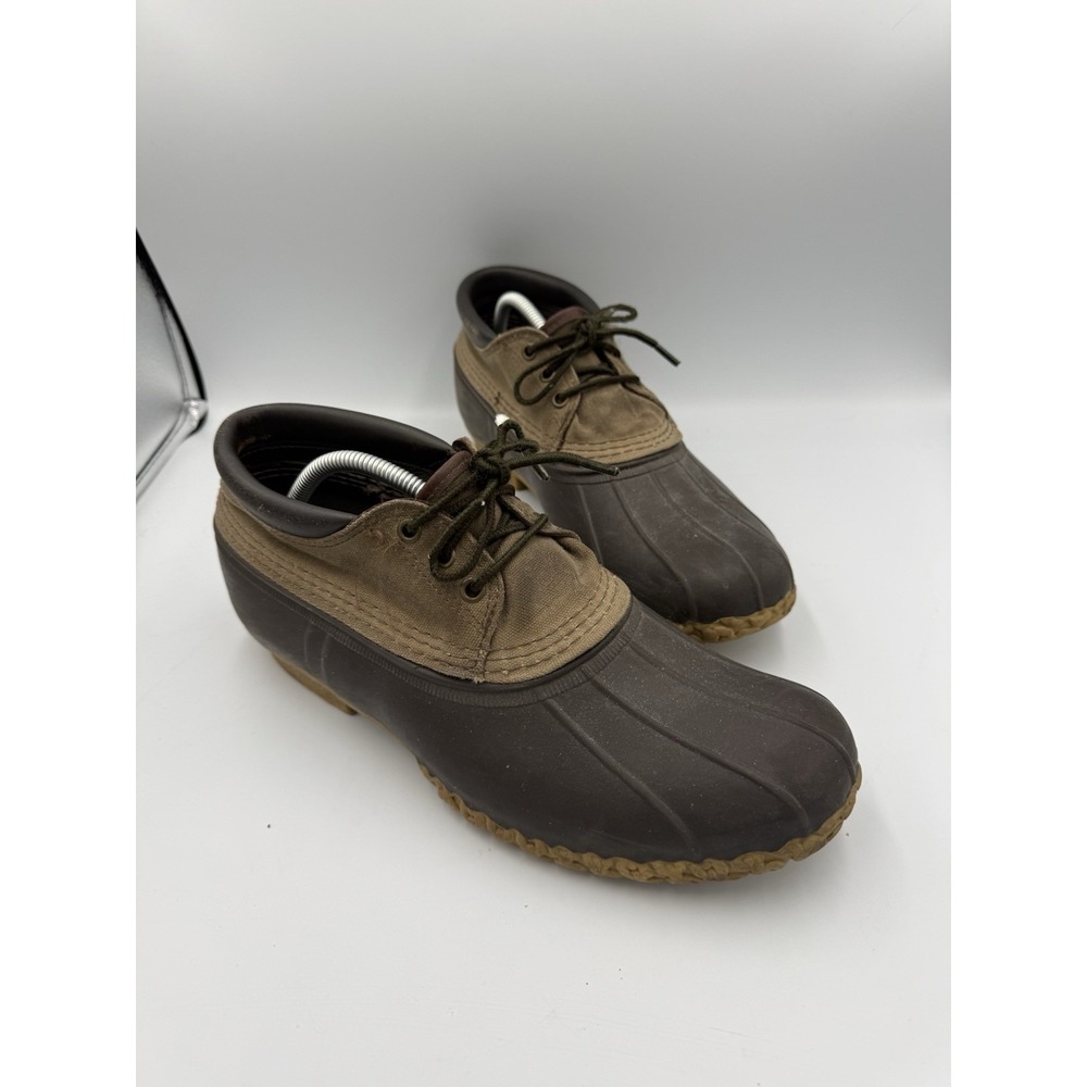 Vintage L.L Bean Gumshoe Boots Mens 10 M Brown Leather Canvas Waterproof USA